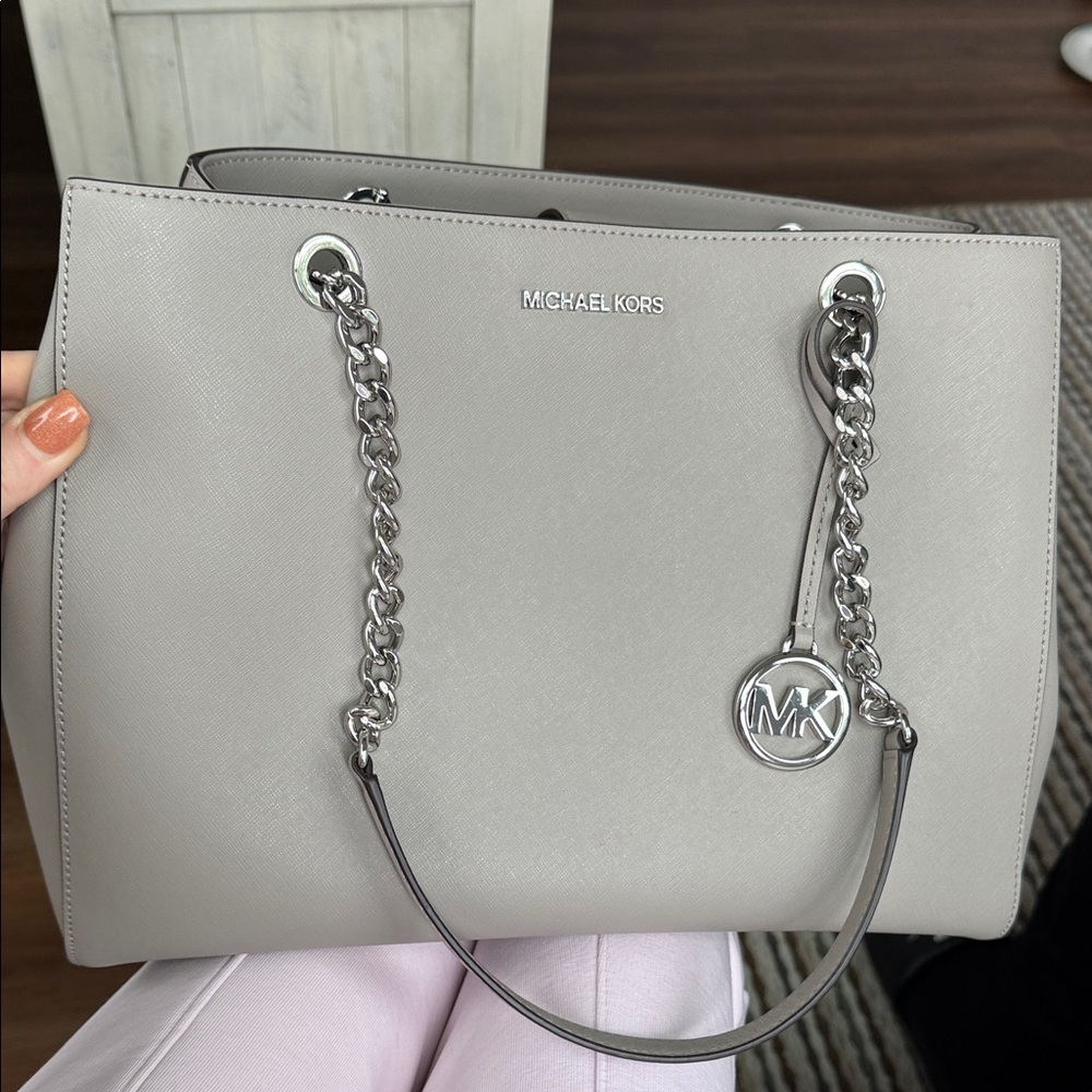 Michael Kors Silver Chain Gray Tote